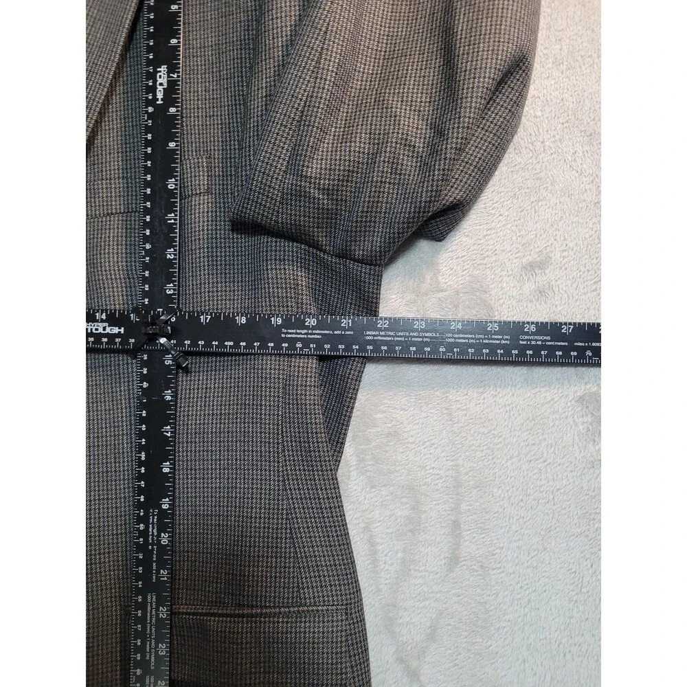 Lauren Ralph Sport Coat Mens 46L Gray Check Wool Twill 2 Button Blazer Long